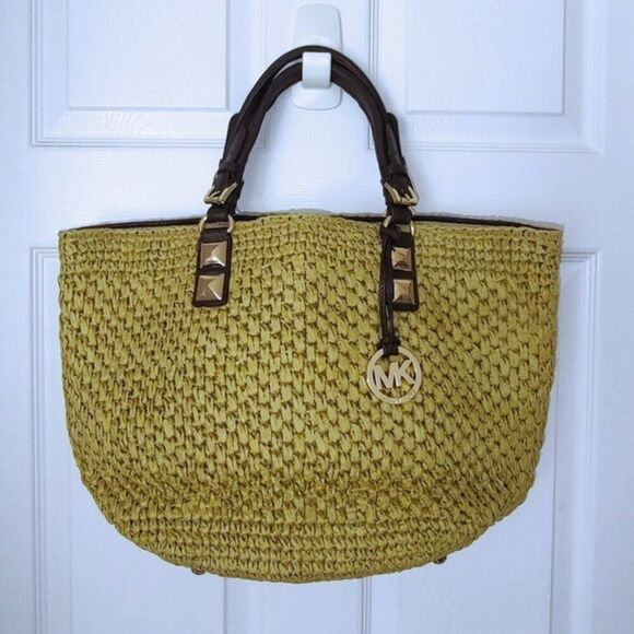 Michael Kors Handbags - Michael Kors woven straw tote EUC